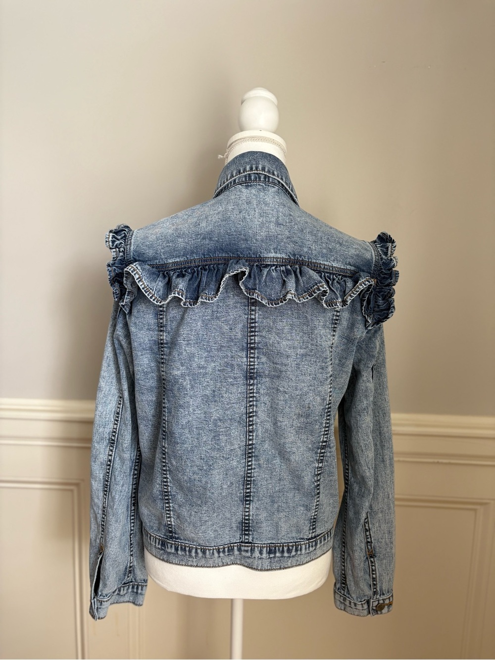 DRIFTWOOD Ruffle Trim Denim Jacket - Picture 2 of 9